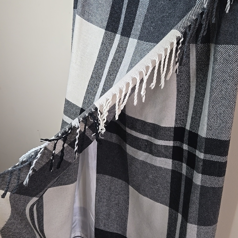 Worthington Black White Plaid Wool Wrap Maxi Skirt - Picture 4 of 9
